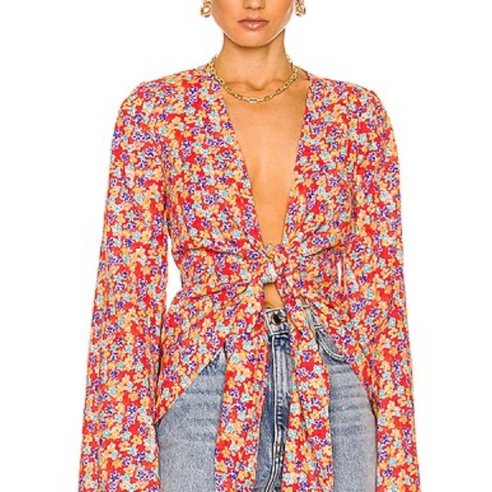 NWT Caroline Constas Multicolor Floral Blouse